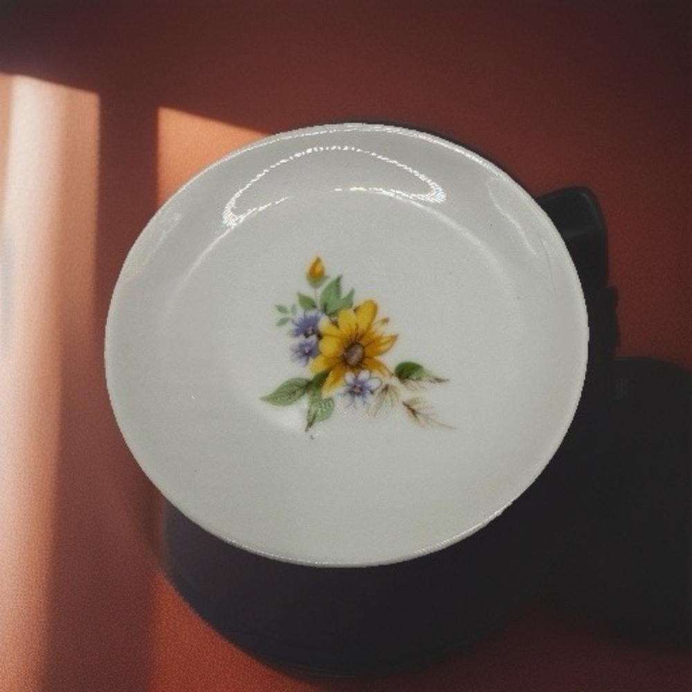 Vintage Butter Pat "Wildflower" Sunflower, Forget Me Not 2.5"